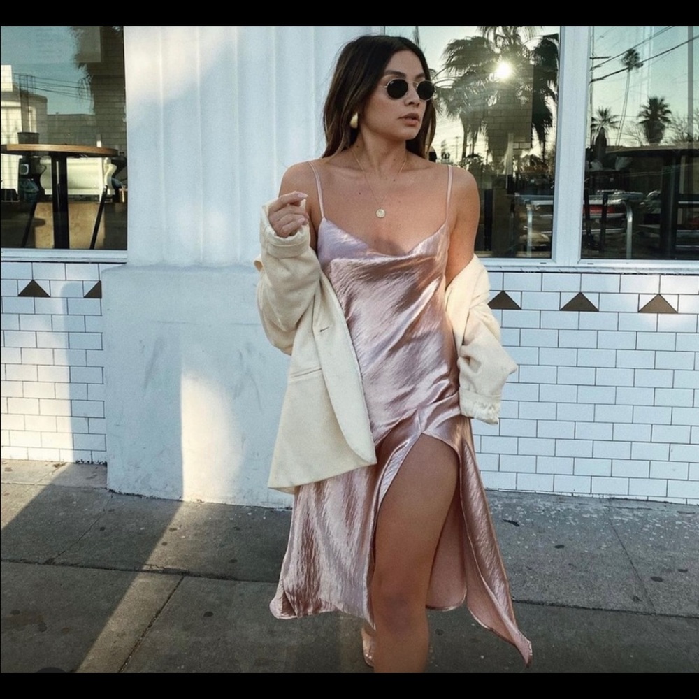 Shop starlow satin slit dress